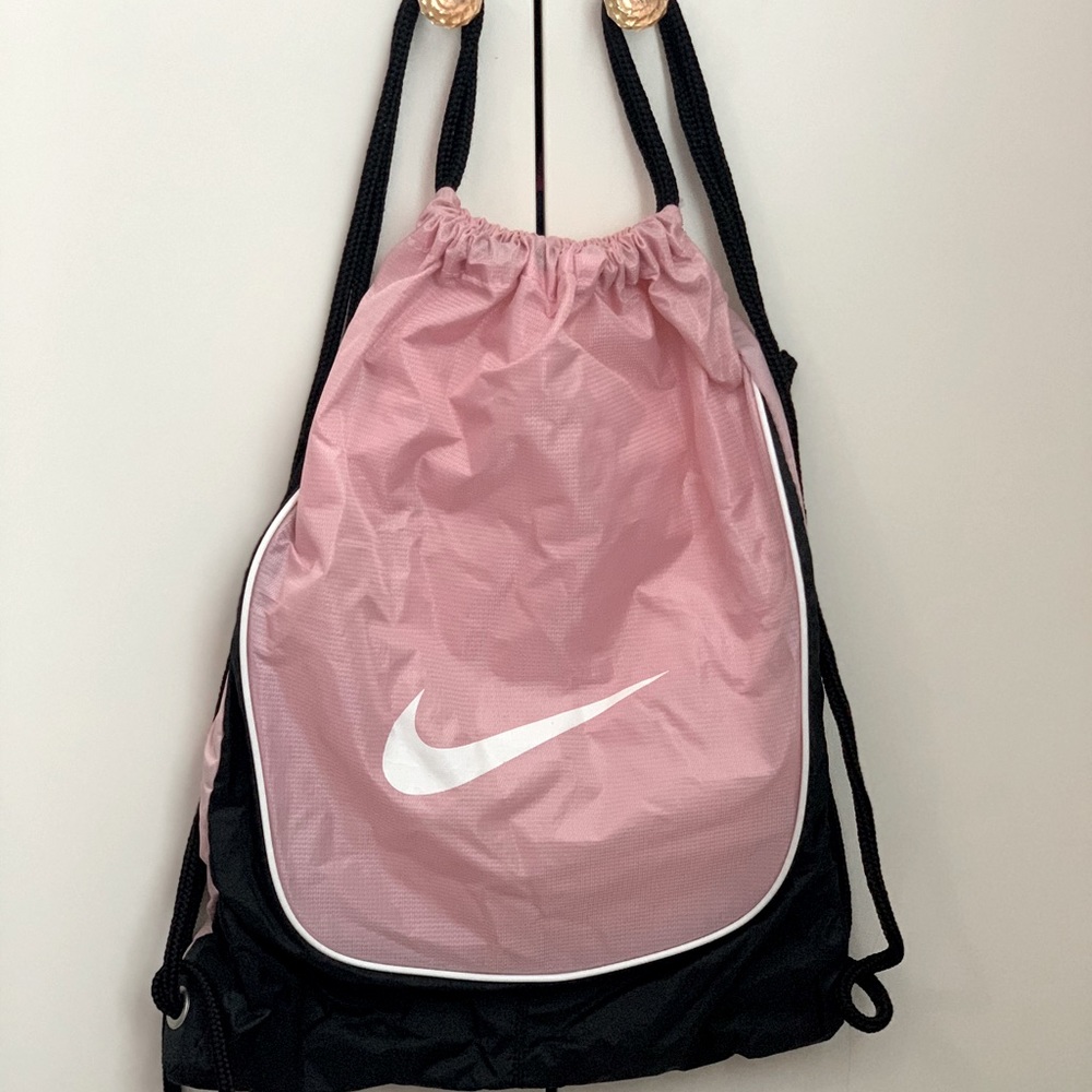 pink nylon nike drawstring bag